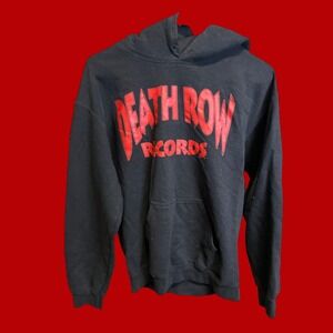 Death Row Records Hoodie Mens Small Black Logo Graphic Sweatshirt Streetwear